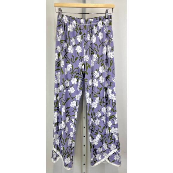 GARNET HILL Asian Wrap Organic Cotton Pajamas Set Long Sleeve Top Pants Purple S - Picture 8 of 12